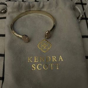 Kendra Scott, one size, open cuff bangle gold bracelet w/ light pink gemstones